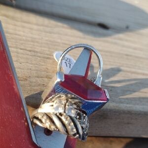 925 Sterling Silver Rings(3)with Red Vlue Diamond  Accents